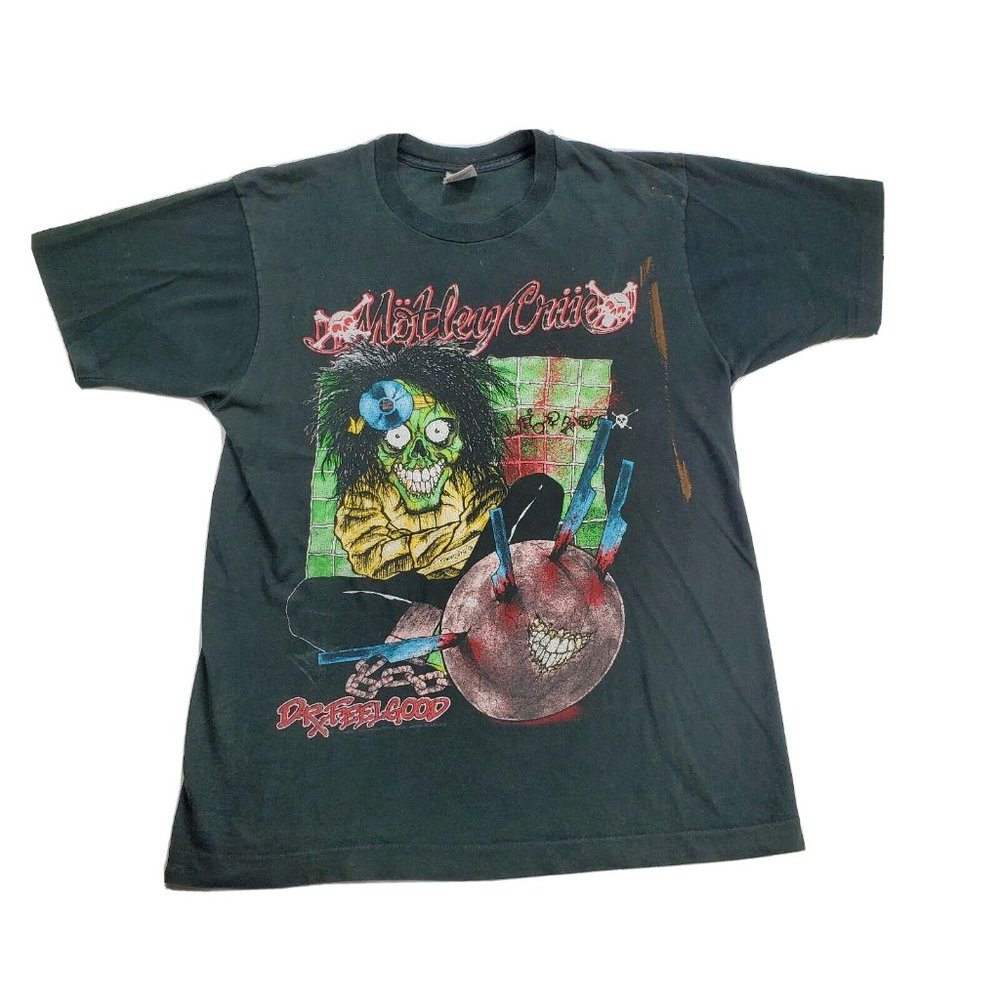 80s MOTLEY CRUE DR FEELGOOD TOUR 89-90 Large PUSHEAD ROCK METAL CONCERT Shirt